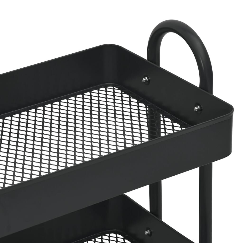 vidaXL Τροχήλατη Βάση 3 Επιπέδων Μαύρο 43 x 34 x 79 εκ. από Ατσάλι