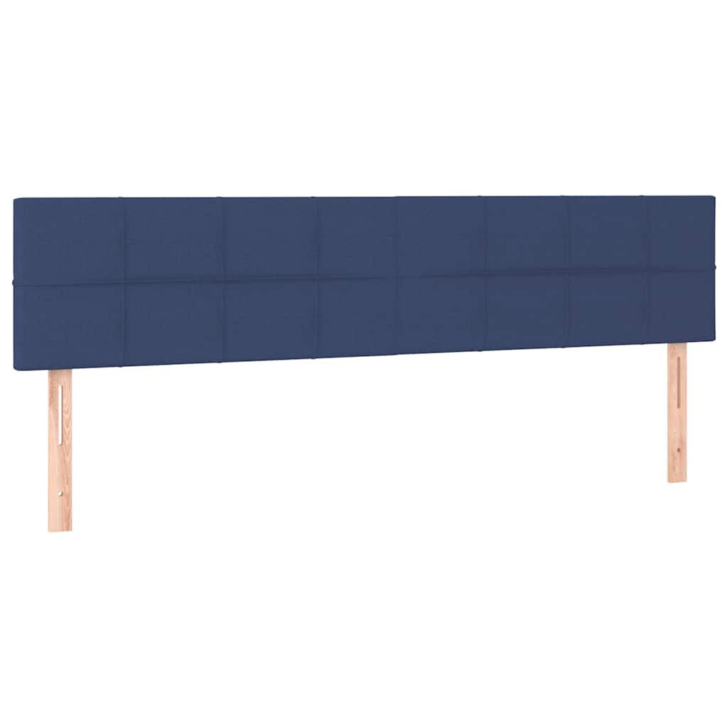 vidaXL Οθωμανικό κρεβάτι με στρώματα & LEDs Μπλε 200x200cm ύφασμα