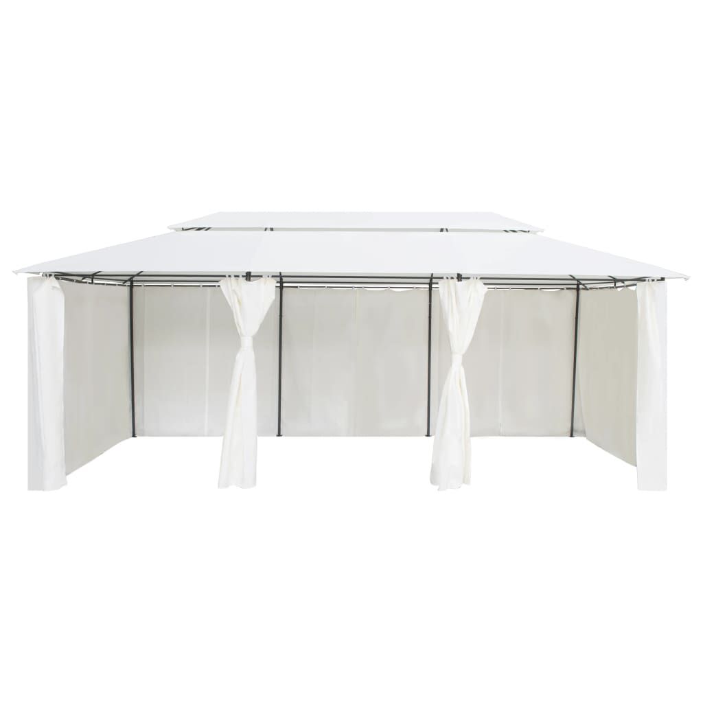 vidaXL Κιόσκι με Κουρτίνες Λευκό 600 x 298 x 270 εκ. 180 γρ./μ²