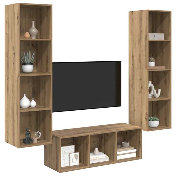 vidaXL &Sigma;&epsilon;&tau; &epsilon;&pi;ί&pi;&lambda;&omicron;&upsilon; &tau;&eta;&lambda;&epsilon;ό&rho;&alpha;&sigma;&eta;&sigmaf; 3 pcs Artisan Oak &Epsilon;&pi;&epsilon;&xi;&epsilon;&rho;&gamma;&alpha;&sigma;&mu;έ&nu;&omicron; &xi;ύ&lambda;&omicron;