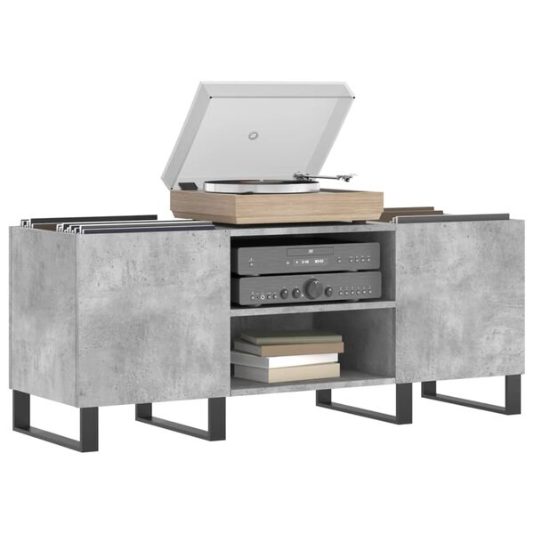 vidaXL Δισκοθήκη Γκρι Σκυροδέματος 121x38x48 εκ. Επεξεργασμένο Ξύλο