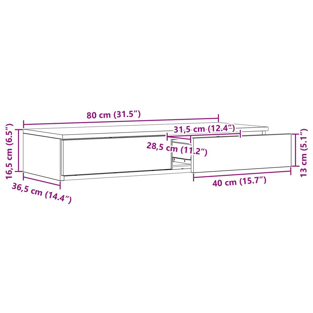 vidaXL Κρεβάτια Καρίνης Δρυς 80x36,5x16,5 εκ Επεξεργασμένο Ξύλο