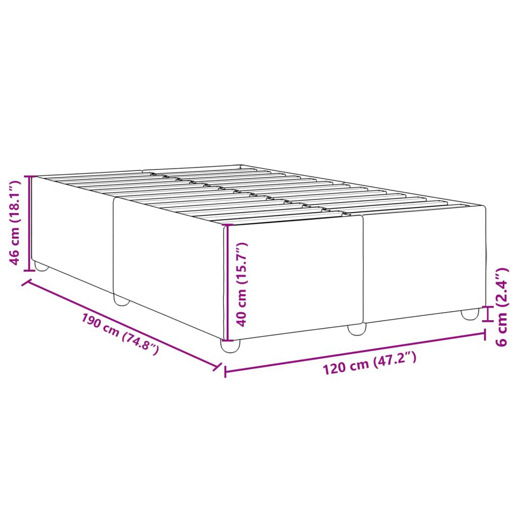 vidaXL Πλαίσιο Κρεβατιού χωρίς στρώμα Μαύρο 120x190 εκ. Υφασμάτινο