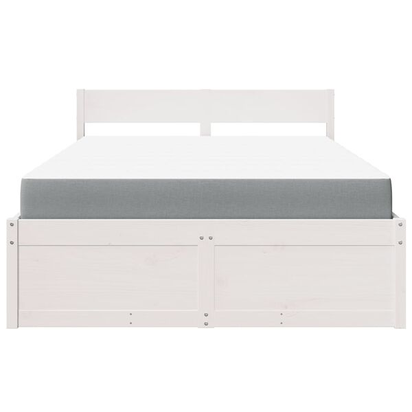 vidaXL Κρεβάτι με Συρτάρια+Στρώμα Λευκό 120x200 εκ. Μασίφ Ξύλο Πεύκου
