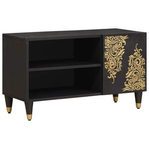 vidaXL Ντουλάπι TV με ράφι Μαύρο 80 x 33 x 46 εκ Στερεό ξύλο μάνγκο