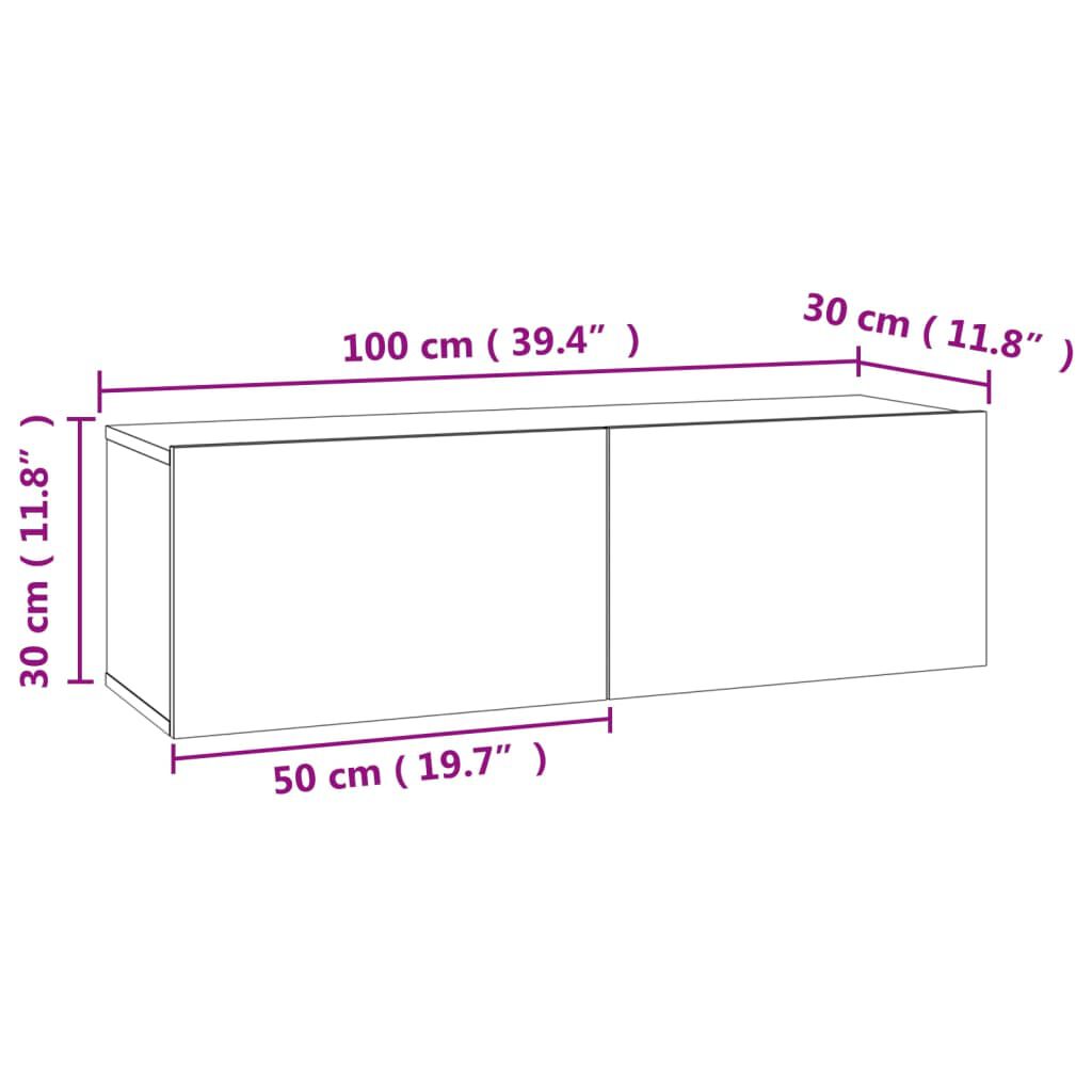 vidaXL Έπιπλο Τηλεόρασης Γκρι Σκυροδέματος 100x30x30εκ. από Επεξ. Ξύλο