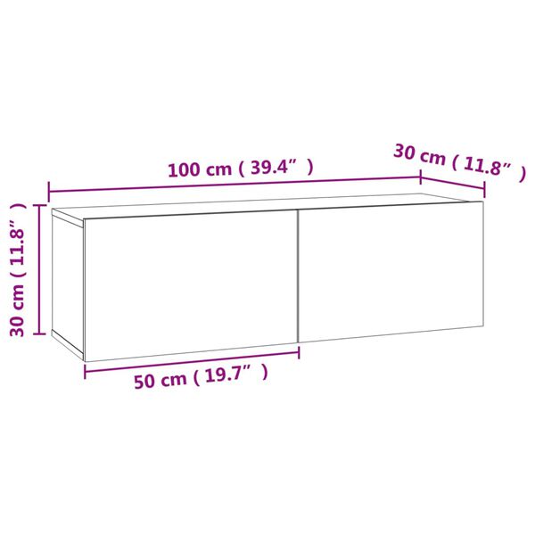 vidaXL Έπιπλο Τηλεόρασης Γκρι Σκυροδέματος 100x30x30εκ. από Επεξ. Ξύλο