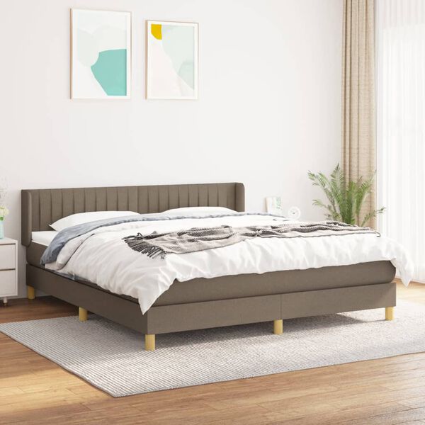 vidaXL &Kappa;&rho;&epsilon;&beta;ά&tau;&iota; Boxspring &mu;&epsilon; &Sigma;&tau;&rho;ώ&mu;&alpha; Taupe 180x200 &epsilon;&kappa;. &Upsilon;&phi;&alpha;&sigma;&mu;ά&tau;&iota;&nu;&omicron;