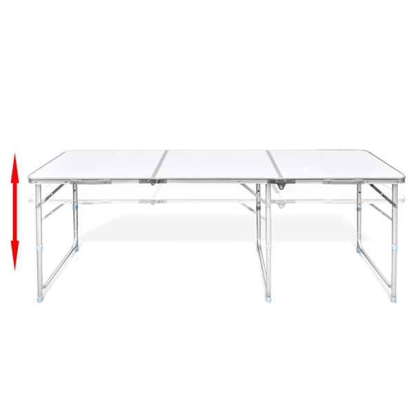 Τραπέζι Camping Πτυσσόμενο Ρυθμιζόμενου Ύψους 180 x 60 εκ. Αλουμινίου