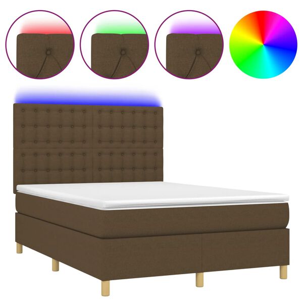 vidaXL &Kappa;&rho;&epsilon;&beta;ά&tau;&iota; Boxspring &mu;&epsilon; &Sigma;&tau;&rho;ώ&mu;&alpha; & LED &Sigma;&kappa;.&Kappa;&alpha;&phi;έ 140x200 &epsilon;&kappa; &Upsilon;&phi;&alpha;&sigma;&mu;ά&tau;&iota;&nu;&omicron;