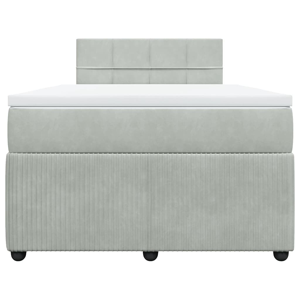 vidaXL Κρεβάτι Boxspring με Στρώμα Ανοιχτό Γκρι 120x200 εκ. Βελούδινο
