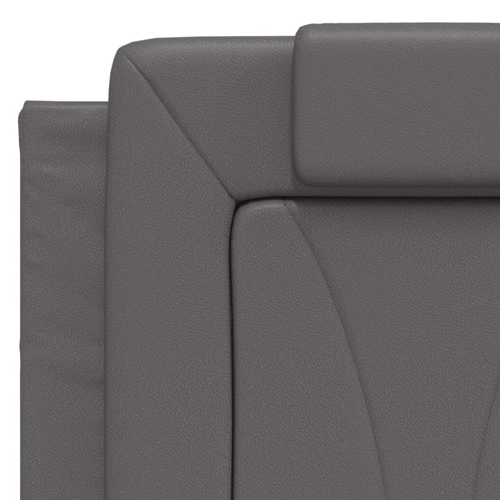 vidaXL Πλαίσιο Κρεβατιού με Κεφαλάρι Γκρι 140x200 εκ. Συνθετικό Δέρμα