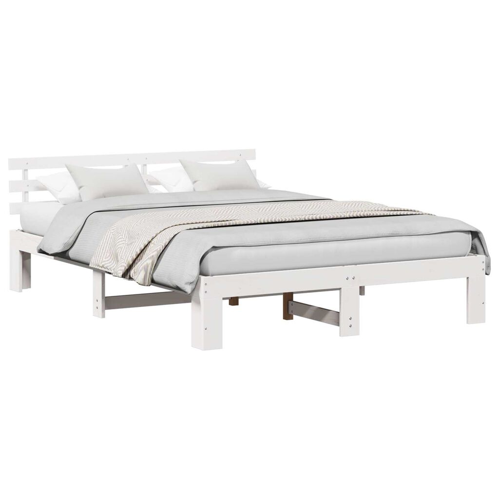 vidaXL Ξύλινο Κρεβάτι Λευκό Ξύλο 140 x 200 cm Ανθεκτικό