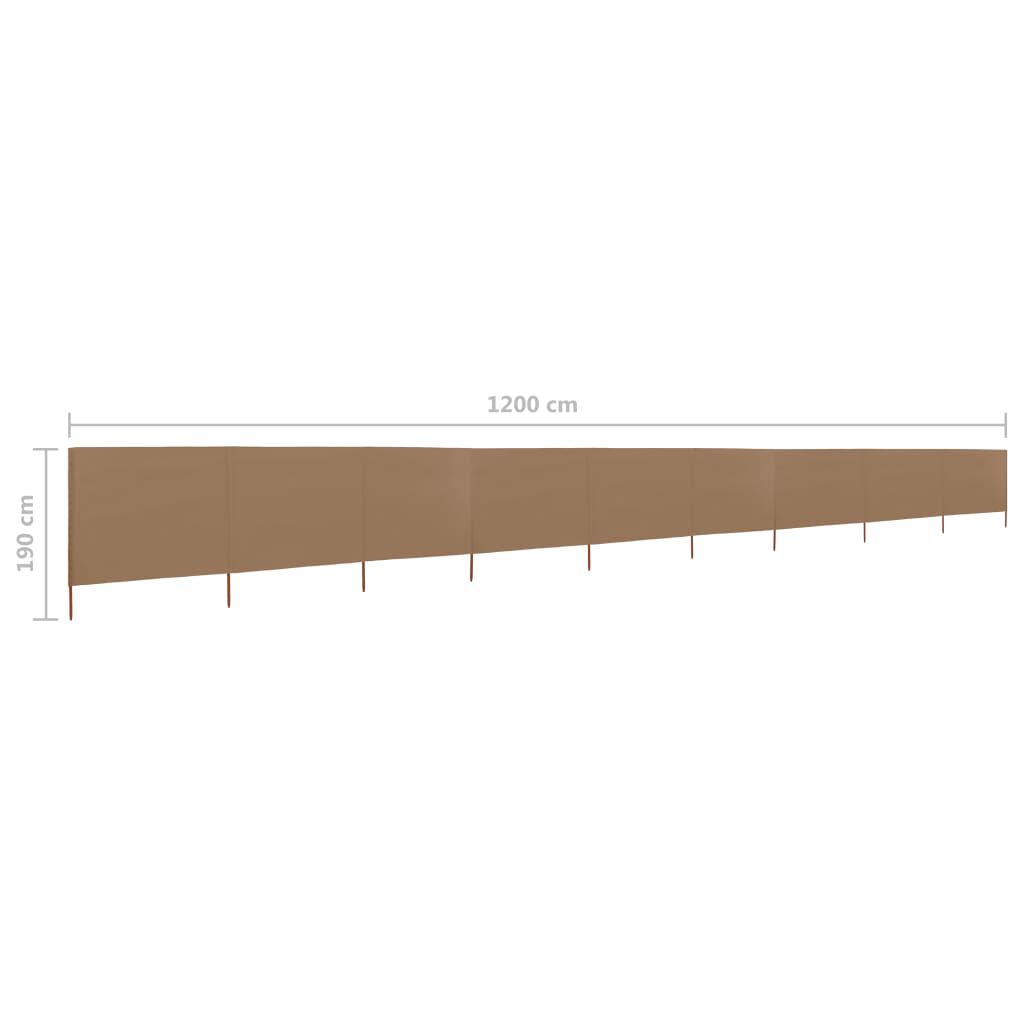 vidaXL Προστατευτικό Αέρα με 9 Πάνελ Taupe 1200 x 160 εκ. Υφασμάτινο