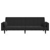 vidaXL Καναπές Κρεβάτι Διθέσιος Μαύρος Βελούδινος με 2 Μαξιλάρια