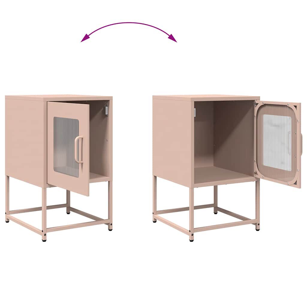 vidaXL Κομοδίνο ροζ 36x39x60,5 cm από χάλυβα ψυχρής έλασης