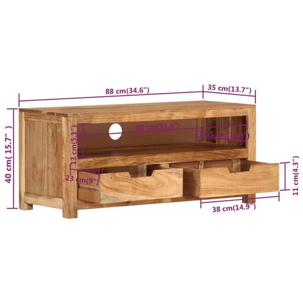 vidaXL Έπιπλο Τηλεόρασης 88 x 35 x 40 εκ. από Μασίφ Ξύλο Ακακίας