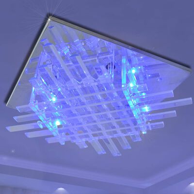 Φωτιστικό Οροφής Τετράγωνο RGB LED με Λωρίδες Γυαλιού