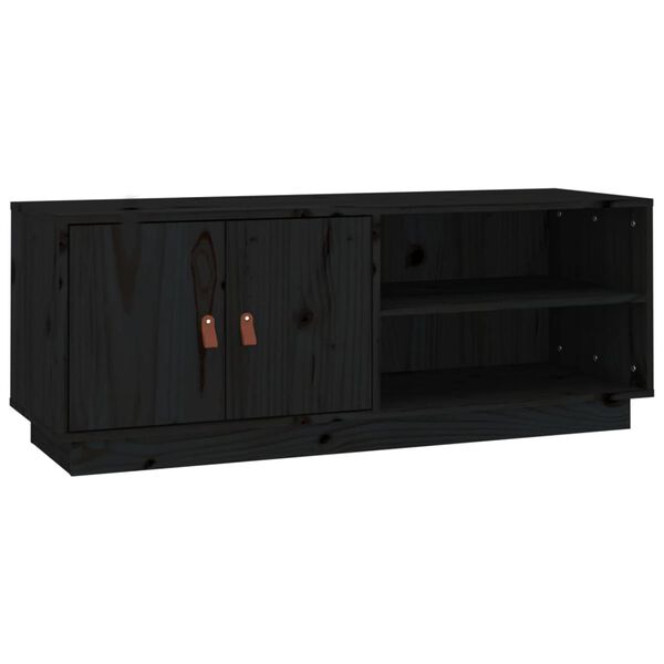 vidaXL Έπιπλο Τηλεόρασης Μαύρο 105x34x40 εκ. από Μασίφ Ξύλο Πεύκου