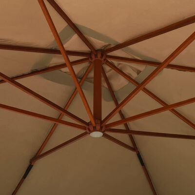 vidaXL Ομπρέλα Κρεμαστή Taupe 400 x 300 εκ. με Ξύλινο Ιστό