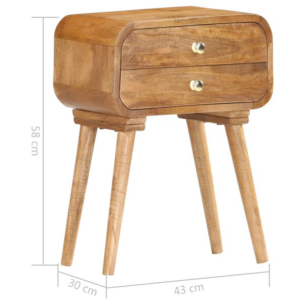 vidaXL Κομοδίνο 43 x 30 x 58 εκ. από Μασίφ Ξύλο Μάνγκο