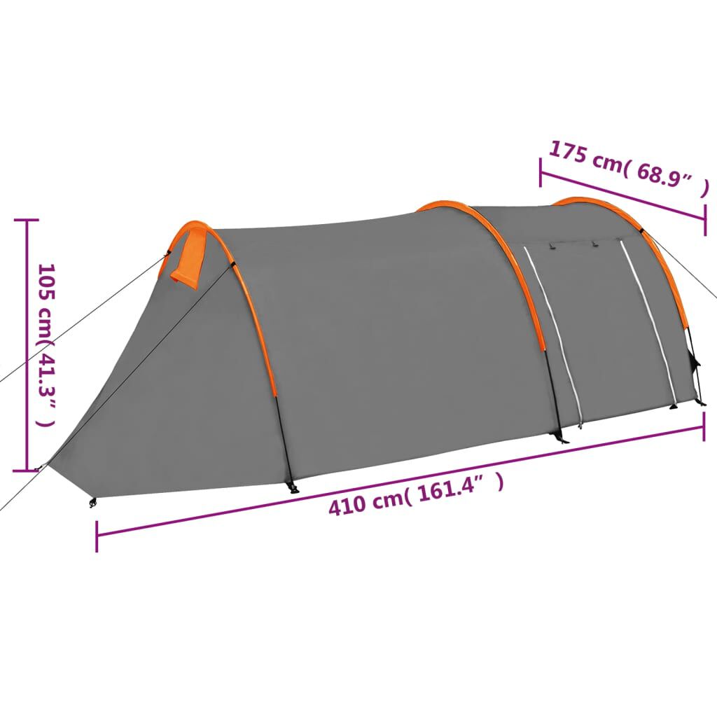 vidaXL Σκηνή Camping 9 Ατόμων Γκρι / Πορτοκαλί