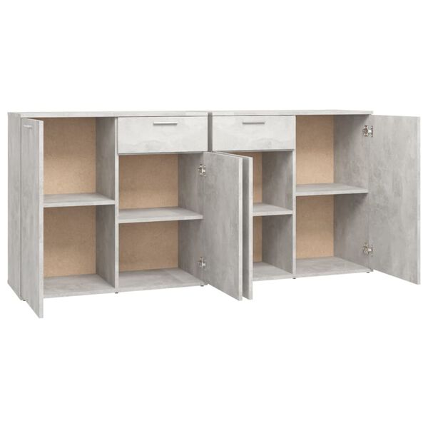vidaXL Μπουφές Γκρι Σκυροδέματος 160 x 36 x 75 εκ. από Επεξ. Ξύλο