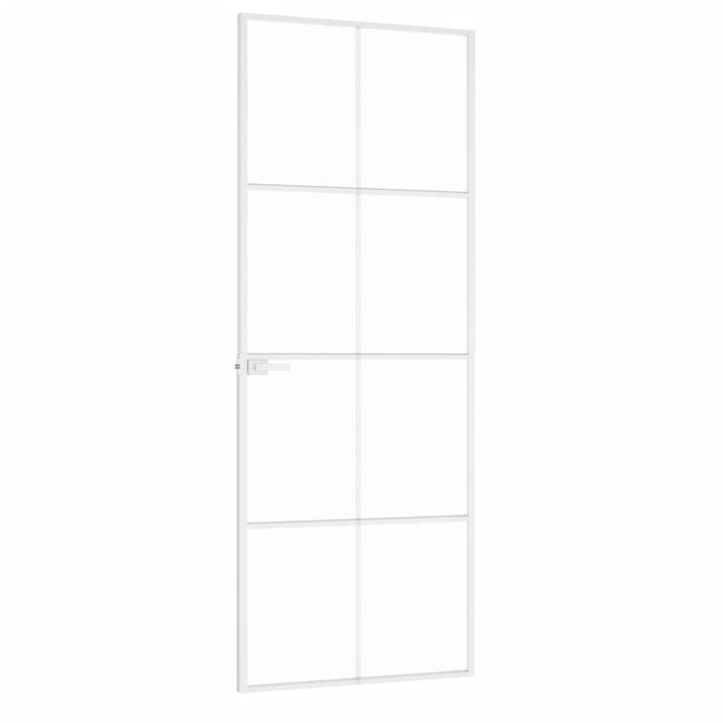 vidaXL Εσωτερική Πόρτα Λευκή 76x201,5 εκ. Ψημένο Γυαλί&Λεπτό Αλουμίνιο