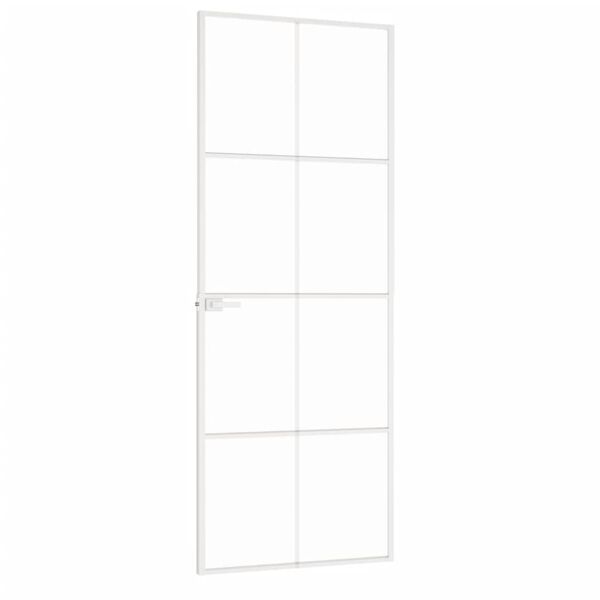 vidaXL Εσωτερική Πόρτα Λευκή 76x201,5 εκ. Ψημένο Γυαλί&Λεπτό Αλουμίνιο