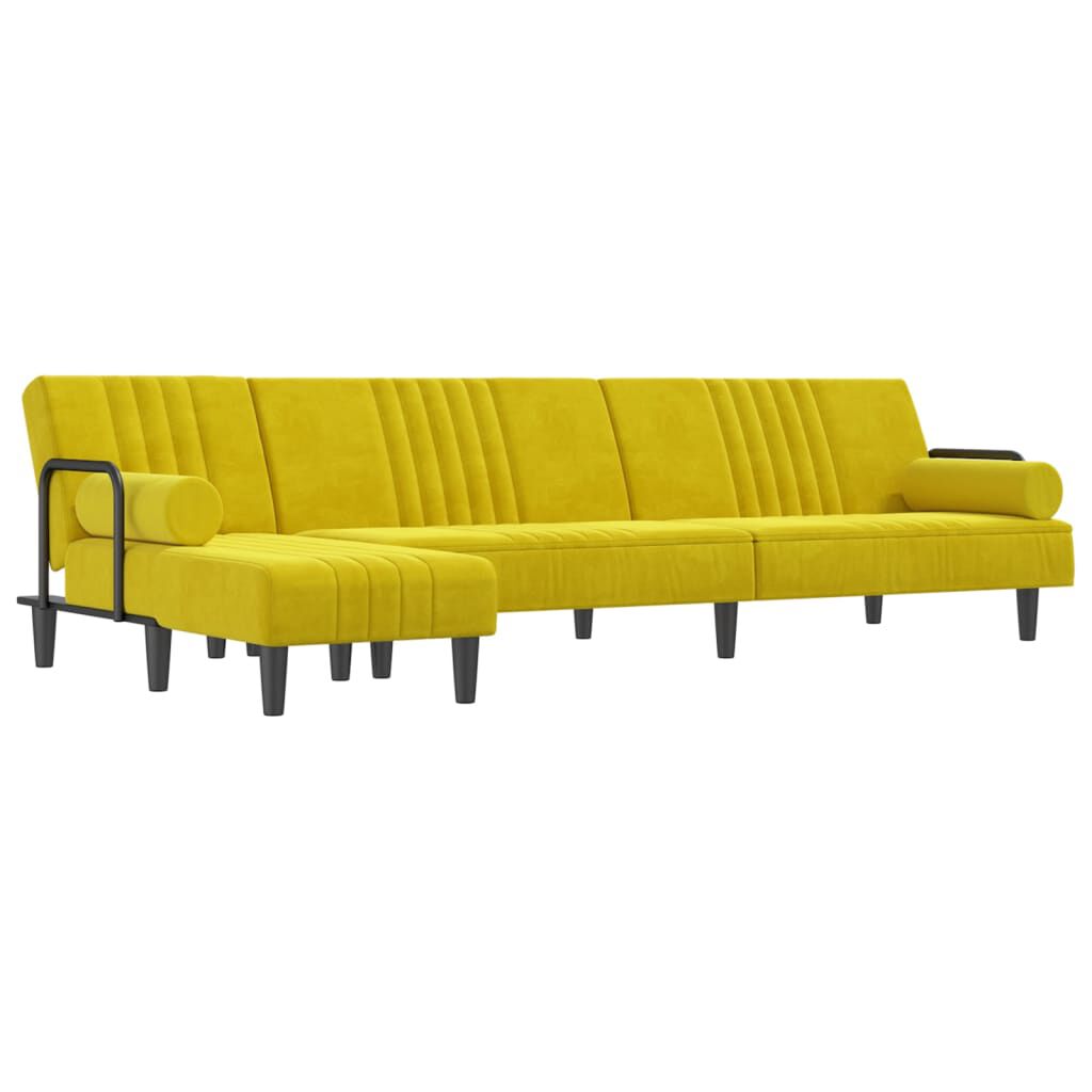 vidaXL Καναπές Κρεβάτι Γωνιακός Κίτρινος 260 x 140 x 70 εκ. Βελούδινος