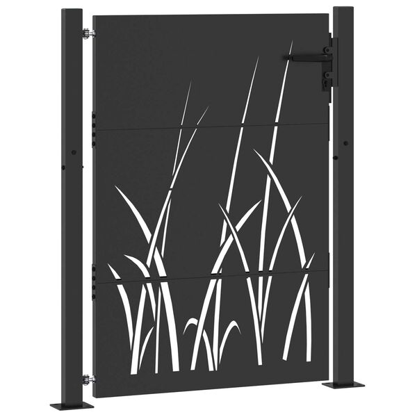 vidaXL Πύλη Κήπου Μαύρο 105 x 125 cm Ατσάλι με Επικάλυψη Πούδρας