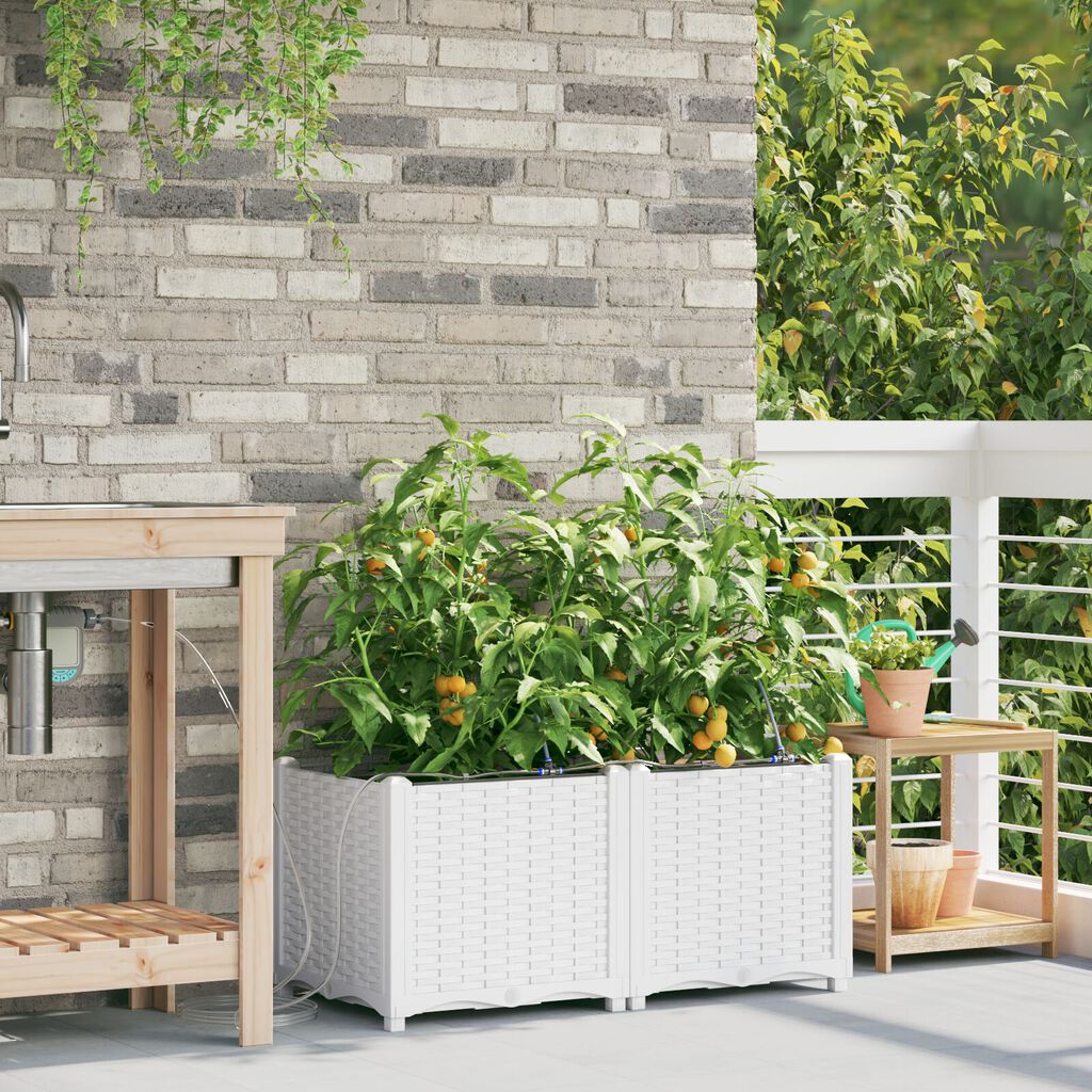 vidaXL Γλάστρες Κήπου 1 τεμ Λευκό 80 x 40 x 37.5 cm Πλαστικό