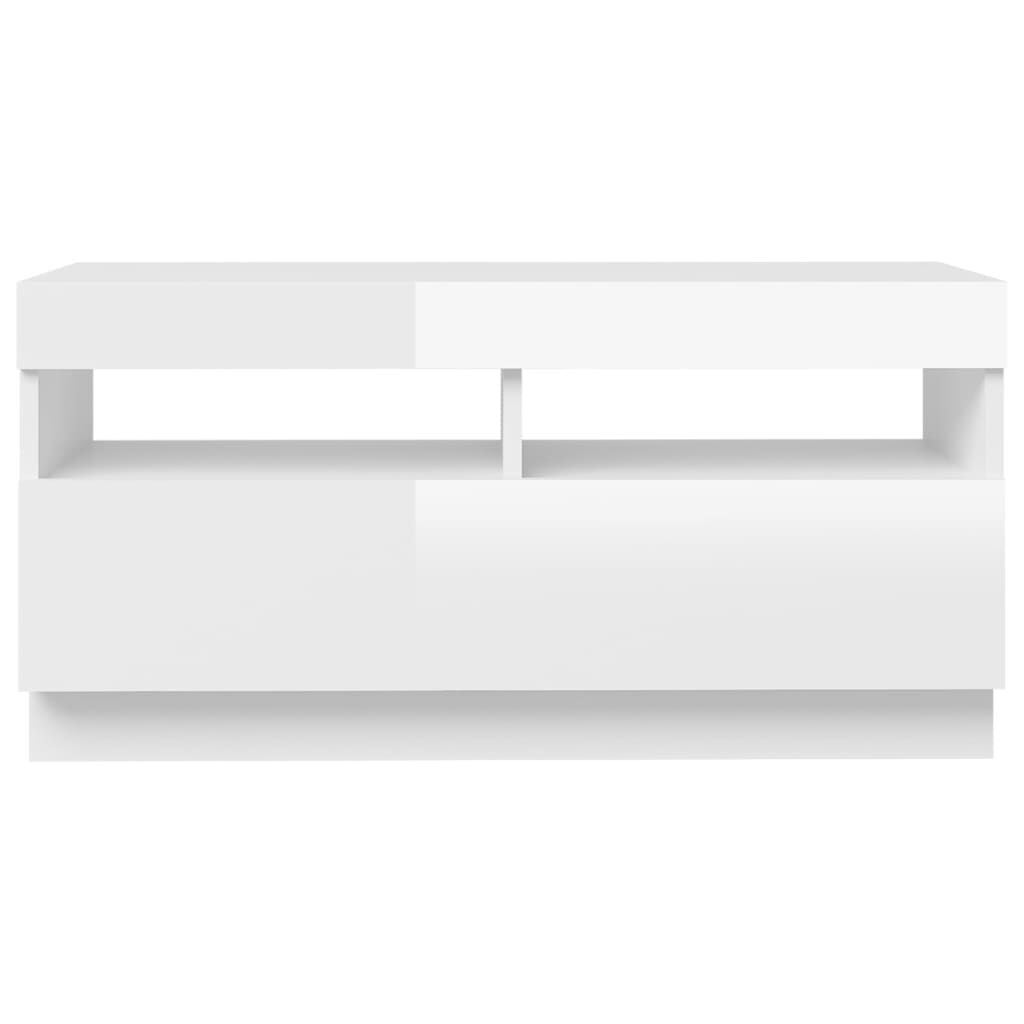 vidaXL Έπιπλο Τηλεόρασης με LED Γυαλιστερό Λευκό 80 x 35 x 40 εκ.