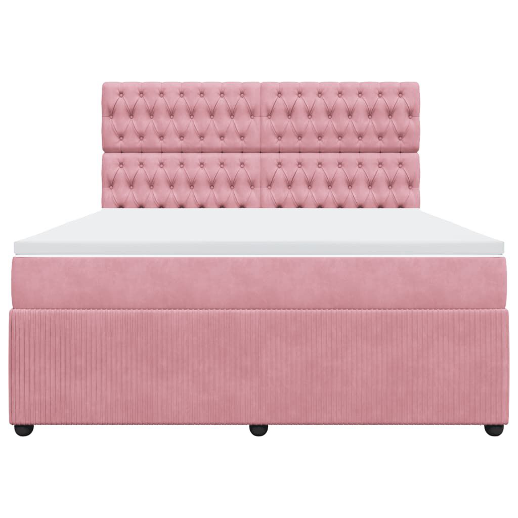 vidaXL Κρεβάτι Boxspring με Στρώμα Ροζ 180x200 εκ. Βελούδινο