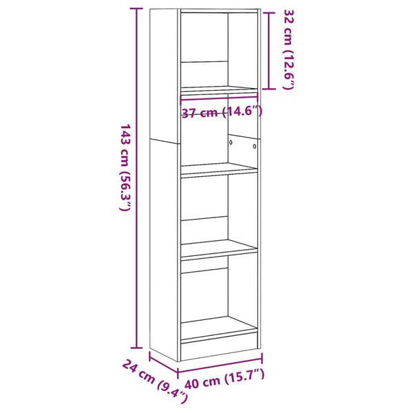 vidaXL Βιβλιοθήκη Καπνιστή Δρυς 40x24x143 εκ. από Επεξεργασμένο Ξύλο