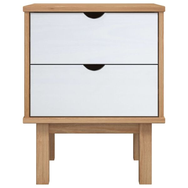 vidaXL Κομοδίνο OTTA Καφέ / Λευκό 45x39x57 εκ. από Μασίφ Ξύλο Πεύκου