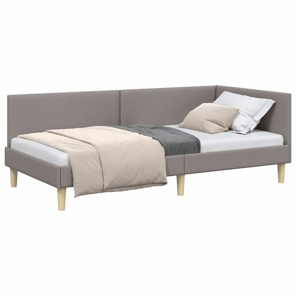 vidaXL Κρεβάτι Γωνίας Άλλο Taupe 100 x 200 cm Ύφασμα και Έργο ξύλου