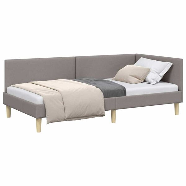 vidaXL Κρεβάτι Γωνίας Άλλο Taupe 100 x 200 cm Ύφασμα και Έργο ξύλου