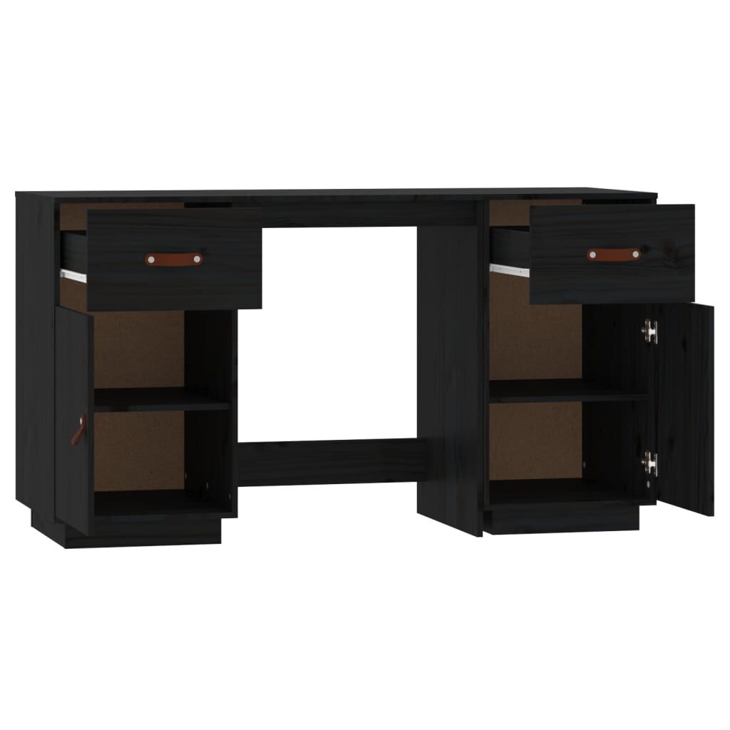 vidaXL Ντουλάπι Γραφείου Μαύρο 135x50x75εκ. από Μασίφ Ξύλο Πεύκου