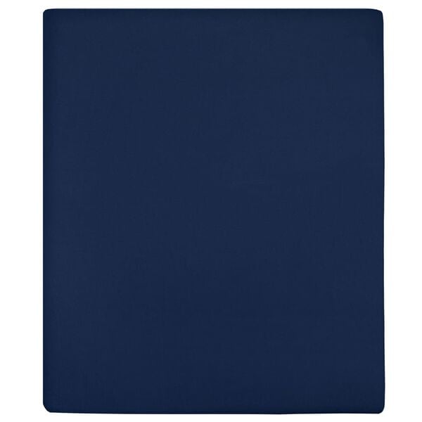 vidaXL Σεντόνι Με Λάστιχο Ναυτικό Μπλε 90 x 200 εκ. Βαμβακερό Ζέρσεϊ