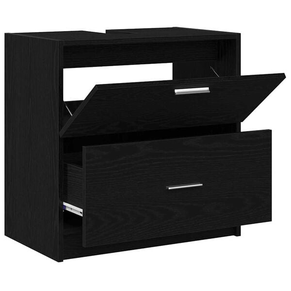 vidaXL Ντουλάπι Νεροχύτη Μαύρη Οξυά 59 x 37 x 59 cm Επεξεργασμένο ξύλο