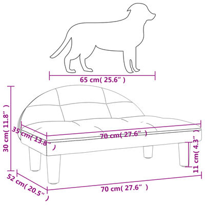 vidaXL Κρεβάτι Σκύλου Σκούρο γκρι 70x52x30 εκ. Υφασμάτινο