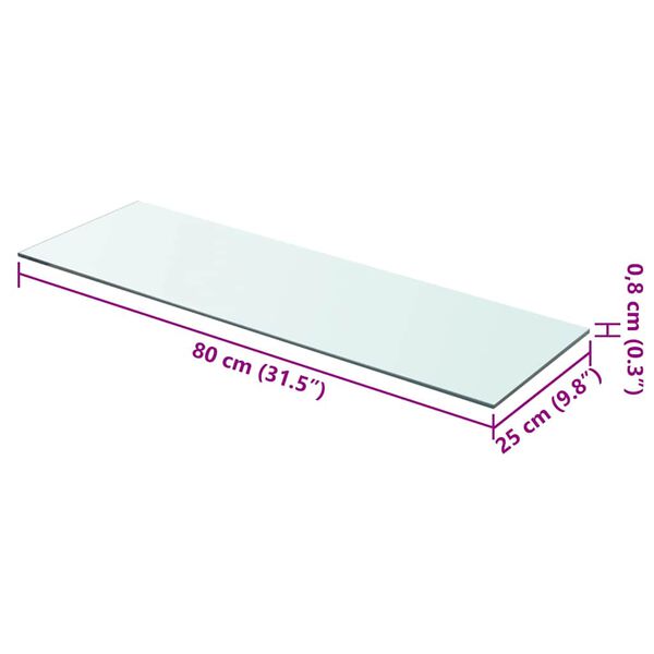vidaXL Ράφι Πάνελ Διάφανο 80 x 25 εκ. Γυάλινο