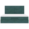 vidaXL Οθωμανικό κρεβάτι με στρώματα & LEDs Σκούρο πράσινο Βελούδο