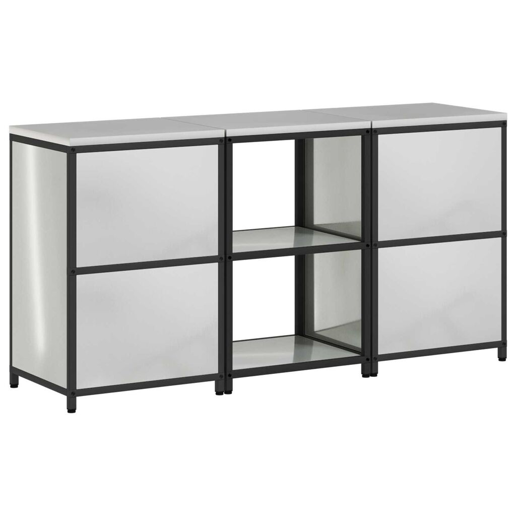 vidaXL Σετ Αποθήκευσης Κουζίνας με ράφι 3 pcs Ασημί 180 x 50 x 92 εκ.