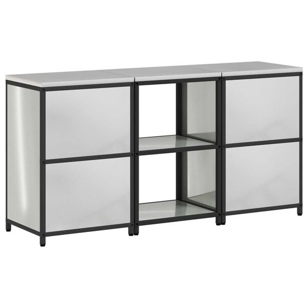 vidaXL Σετ Αποθήκευσης Κουζίνας με ράφι 3 pcs Ασημί 180 x 50 x 92 εκ.