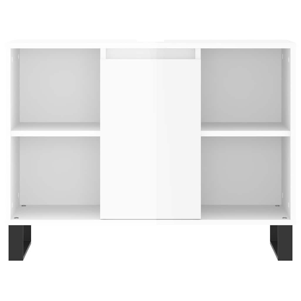 vidaXL Ντουλάπι Μπάνιου Γυαλ. Λευκό 80 x 33 x 60 εκ. από Επεξεργ. Ξύλο