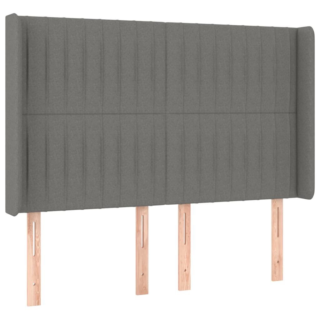 vidaXL Κεφαλάρι Κρεβατιού LED Σκούρο Γκρι 147x16x118/128εκ. Υφασμάτινο