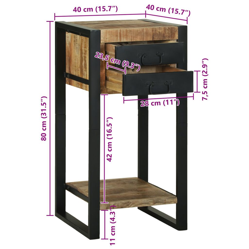 vidaXL Το stand τηλεφώνου 40x40x80 εκ. Στερεό τραχύ ξύλο μάνγκο