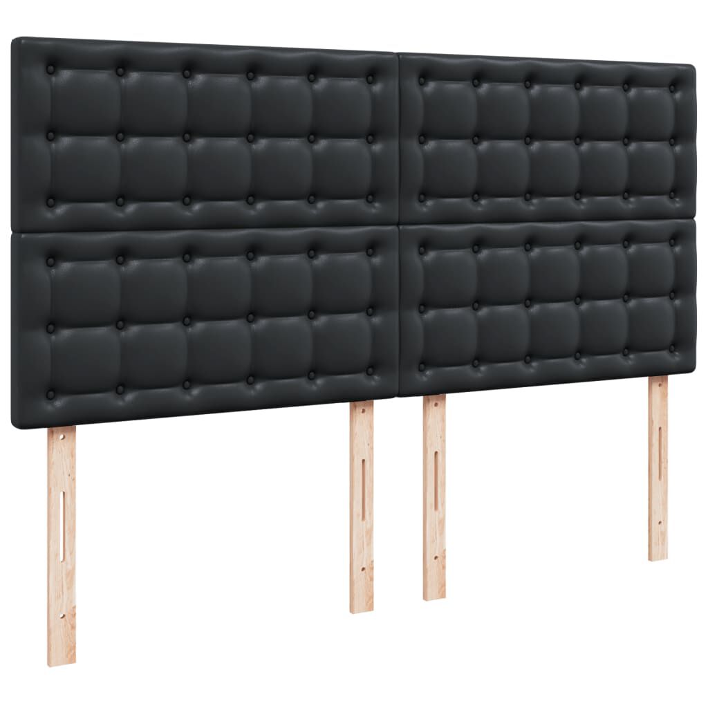 vidaXL Κρεβάτι Boxspring με Στρώμα Μαύρο 200x200 εκ. Συνθετικό Δέρμα